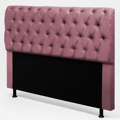 Cabeceira Queen Sarah 160cm no Box Madeira Maciça Suede Rosa Desk Design