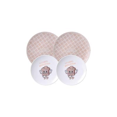 Kit de Pratos Groovy Breakfast 4 Peças Porcelana Decorada Branco Tramontina