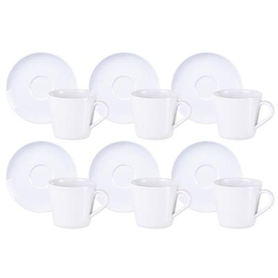 Kit Xícara e Pires de Chá Leonora Porcelana 185ML 12 Peças Branco Tramontina