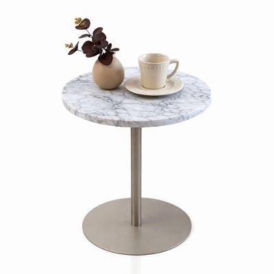 Mesa Lateral Atría Redonda Mármore Carrara Laca Champanhe 41CM