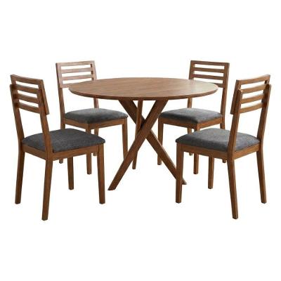 Mesa de Jantar Redonda Cacau 4 Lugares MDF Grafite Milani Movelaria