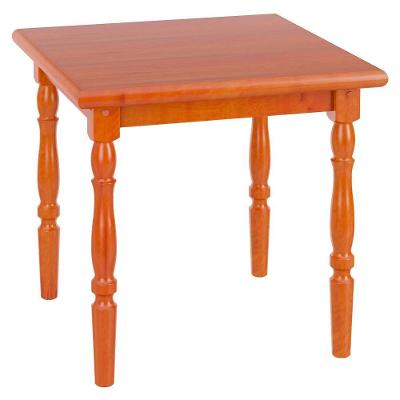 Mesa Quadrada 105LB Pés Torneados Madeira Maciça MDP 80x80CM Mel Brilho