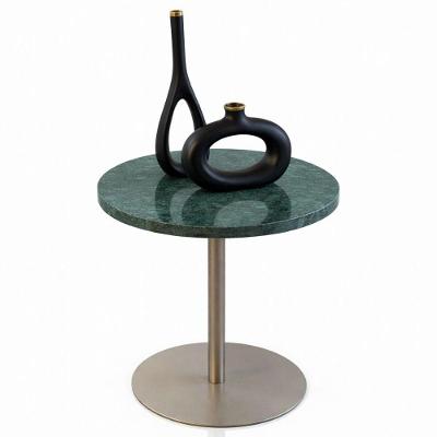 Mesa Lateral Atría Redonda Mármore Guatemala Laca Champanhe 41CM