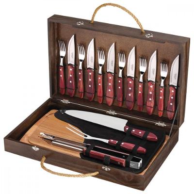 Kit Churrasco Tramontina 17 Peças Talheres Jumbo Aço Inox Polywood Vermelho