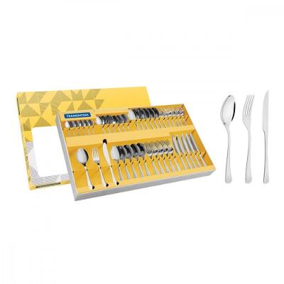 Faqueiro Havana 42 Peças Aço Inox com Facas Churrasco Brilho Prata Tramontina