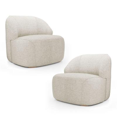 Kit 02 Poltronas Decorativas Kaya Orgânica Linho Bege Claro Abmaza