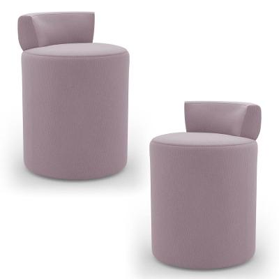 Kit 02 Puffs Decorativos Aegon Minimalista Veludo Rosê Abmaza