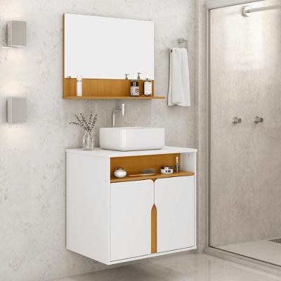 Kit Banheiro Nezha 1 Porta 2 Prateleiras MDP 60CM Branco Casah