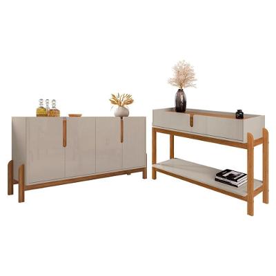 Kit Buffet Aparador Lizz Moderno 4 Portas 2 Gavetas MDF Off White
