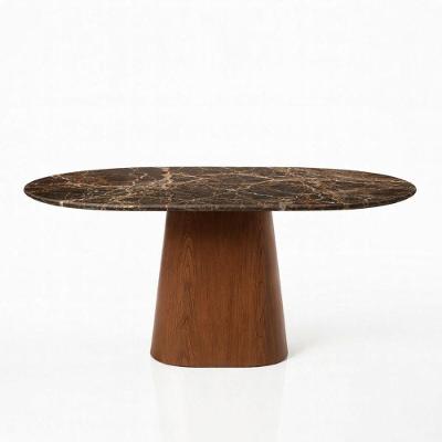 Mesa de Jantar Oblongo Oval Mármore Marrom 120x80CM Imperial