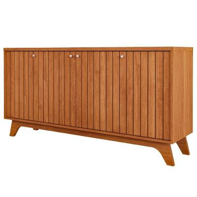 Buffet Balcão Isa 4 Portas MDF Ripado Cinamomo Milani Movelaria