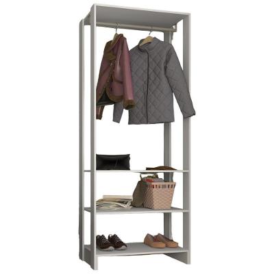 Closet Modulado EY101 sem Gavetas 3 Prateleiras 80CM Branco Nova Mobile