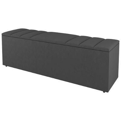 Calçadeira Baú Grace 160CM Queen Size Suede Cinza Escuro Abmaza