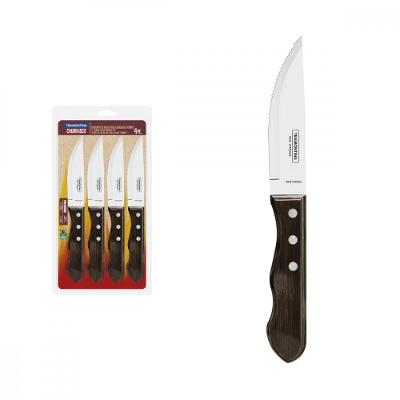 Conjunto de Facas para Churrasco Jumbo Aço Inox Cabo Polywood 4 Peças Tramontina