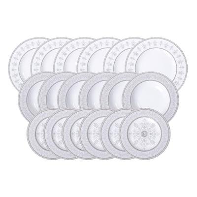 Jogo de Pratos Gabrielle 18 Peças Porcelana Decorada Branco Tramontina