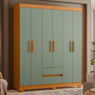 Guarda Roupa Casal 6 Portas de Bater 2 Gavetas MDP Cinamomo Casah