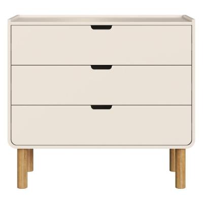 Cômoda Aura 28103 3 Gavetas MDP Pés Madeira Maciça Off White Artesano Móveis