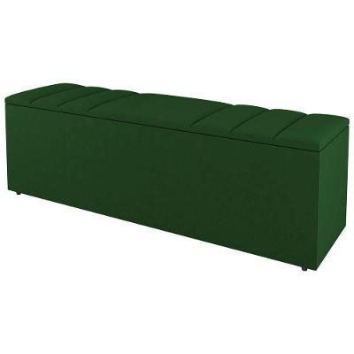 Calçadeira Baú Grace 140CM Casal Suede com Estrutura em Madeira Verde