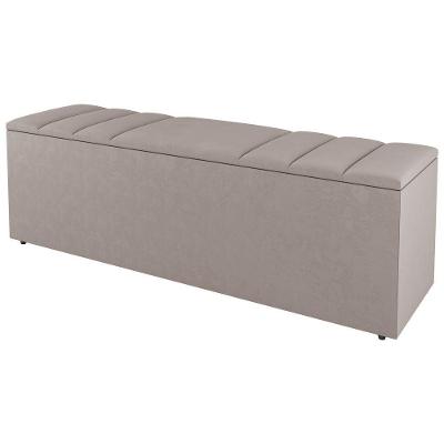 Calçadeira Baú Grace 160CM Queen Size Suede Bege com Estrutura em Madeira Abmaza