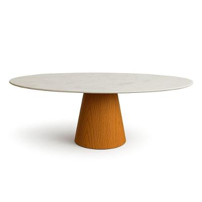 Mesa de Jantar Cone Oval 8 Lugares Mármore 198x122CM Freijó Linn Design Decor