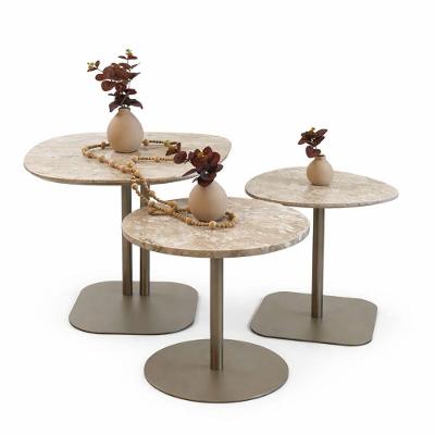 Conjunto de Mesas Atria Vidro Alumínio Champanhe Linn Design Decor