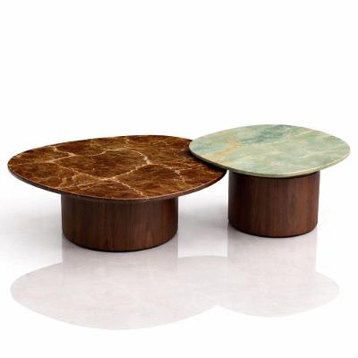 Conjunto de Mesas de Centro Orgânico MDF 80CM Marrom Linn Design Decor