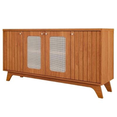 Buffet Balcão Isa 4 Portas MDF Ripado Cinamomo Milani Movelaria