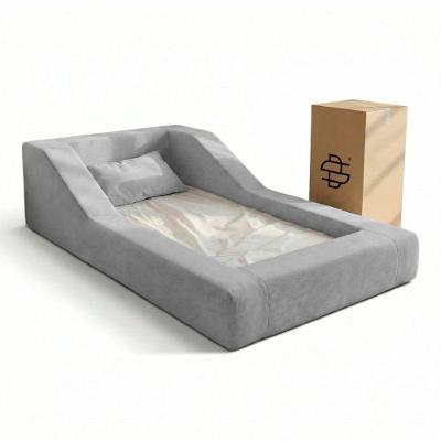 Cama Montessoriana Infantil Noah Espuma com Colchão Bouclê Cinza Abmaza