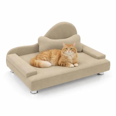 Caminha Pet Abmaza Divã Bela para Gato e Cachorro Veludo Bege 70cm