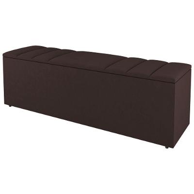 Calçadeira Baú Grace 160CM Queen Size Sintético Marrom Abmaza