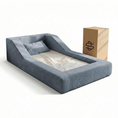Cama Montessoriana Infantil Noah Espuma com Colchão Bouclê Azul Abmaza