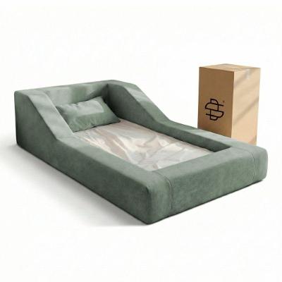 Cama Montessoriana Infantil Noah Espuma com Colchão Bouclê Verde Menta Abmaza