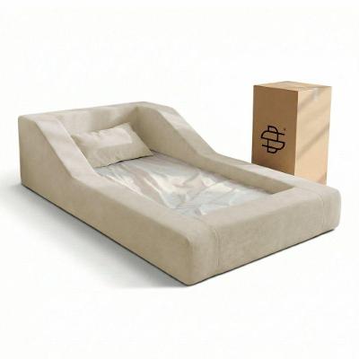 Cama Montessoriana Infantil Noah Espuma com Colchão Bouclê Bege Abmaza