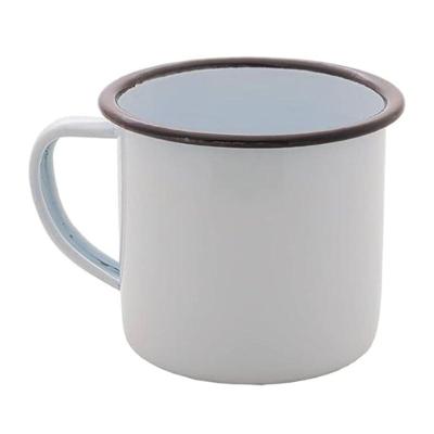 Caneca Revestida White 360ML Metal Esmaltado Borda Preta Branco Mimo Style