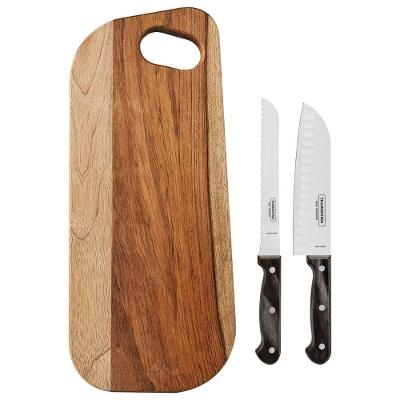 Kit para Frios Polywood Aço Inox e Madeira Tratada 3 Peças Castanho Tramontina