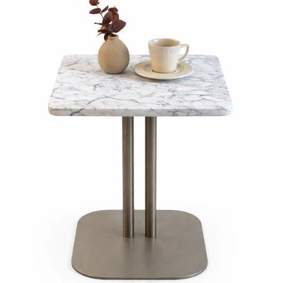 Mesa de Apoio Atria Quadrado Vidro Alumínio 41CM Champanhe Linn Design Decor