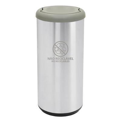 Lixeira Cápsula Selecta Plus 40L Aço Inox Basculante Cinza Tramontina