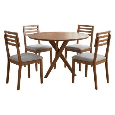 Mesa de Jantar Redonda Cacau 4 Lugares MDF 109CM Cinza Milani Movelaria