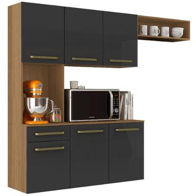 Cozinha Suspensa Carol 6 Portas 1 Gaveta MDP 163CM Grafite Aramóveis