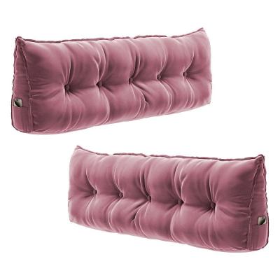 Kit 02 Almofadas Cabeceira Spot 140cm Apoio Lombar Veludo Rosa Abmaza