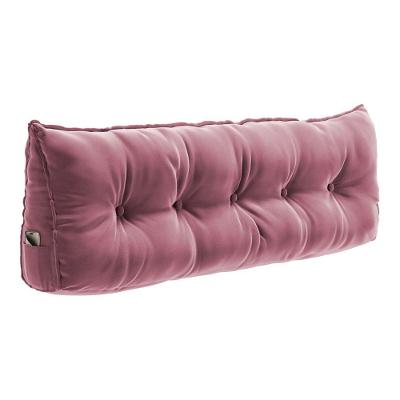 Almofada Cabeceira Spot 90CM Apoio Lombar Veludo Porta Celular Rosa Abmaza