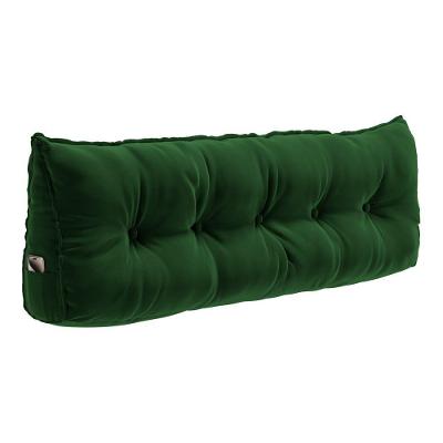 Almofada Cabeceira Spot 90cm Porta Celular Veludo Verde Escuro Abmaza
