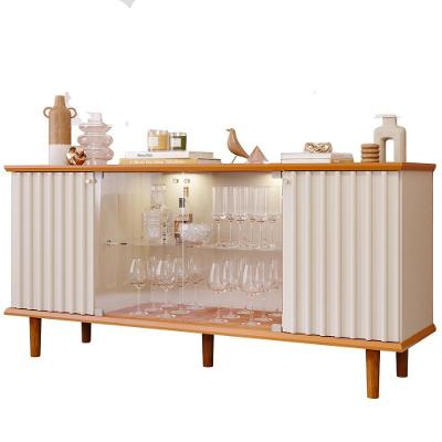 Buffet Balcão Janice 4 Portas MDF com LED Off White Milani Movelaria