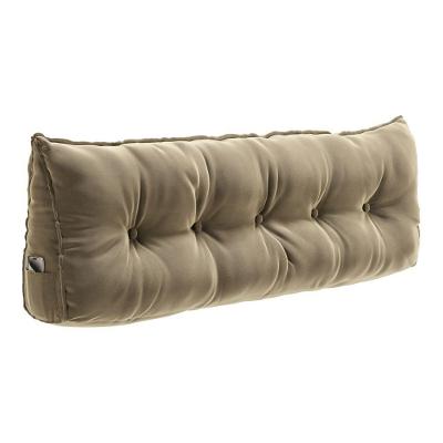 Almofada Cabeceira Spot 90CM Apoio Lombar Veludo Porta Celular Bege Abmaza