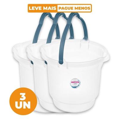 Kit 3 Baldes Plásticos Hydrus Alça Anatômica Bico Direcionador 12L Transparente Sanremo