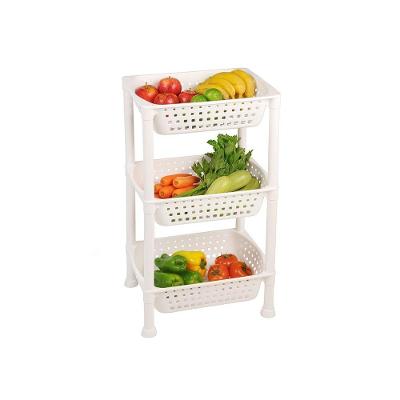 Fruteira Log Ordene Plástica com 3 Bandejas e Rodinhas para Cozinha Branca Ordene