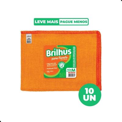Kit Pano Flanela Brilhus Médio 100% Algodão Multissuperfícies 10 Unidades Bettanin