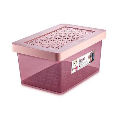 Organizador Plástico Multiuso Alto Hana Tampa Ventilável Rosé 8,5L Ordene
