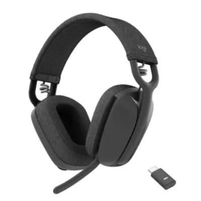 Headset Logitech Zone Vibe Wireless com Microfone Duplo MEMS Bluetooth 5.2 Grafite