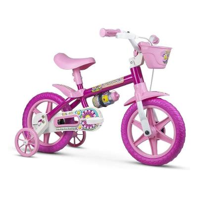 Bicicleta Infantil Flower Aro 12 Com Garrafinha Rosa/branco